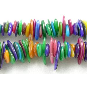 32 inches strin gof freshwater shell beads, chip, freeform, mixed color, 6x(9-13)mm,2-3mm thick,32 inchlength