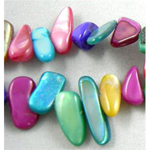 32 inches strin gof freshwater shell beads, chip, freeform, mixed color, 7-12mm wide,2-4mm thick,32 inch length