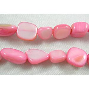 32 inches string of freshwater shell beads, freeform, pink, about 5-8mm wide, 7-11mm length, 120pcs per st