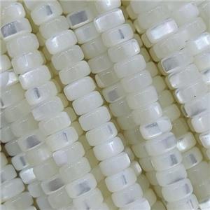 white Shell rondelle beads, approx 2x4mm