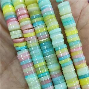 Shell Heishi Beads, multicolor, approx 2x6mm