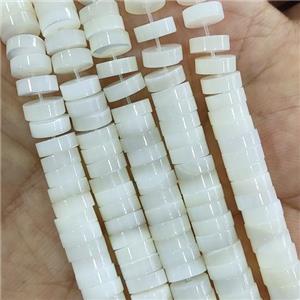 white Shell Heishi Beads, approx 2x4mm