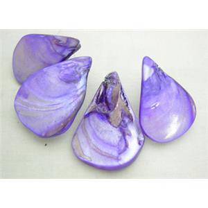 15.5 inches string of freshwater shell beads, teardrop, lavender, about:22mm,32mm length,13pcs per st