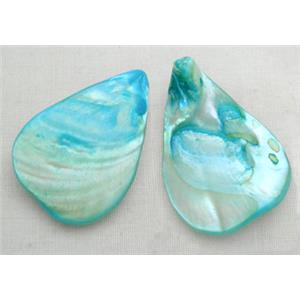 15.5 inches string of freshwater shell beads, teardrop, aqua, about:22mm,32mm length,13pcs per st