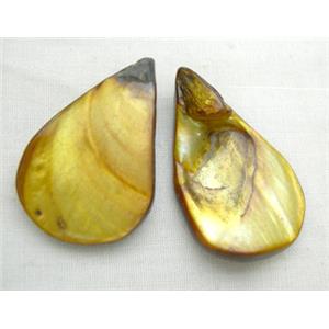 15.5 inches string of freshwater shell beads, teardrop, gold, about:22mm,32mm length,13pcs per st