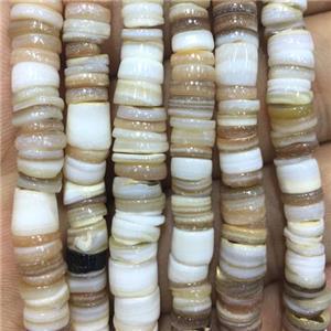 Shell heishi spacer beads, natural color, approx 5-6mm, 2-2.5mm thickness