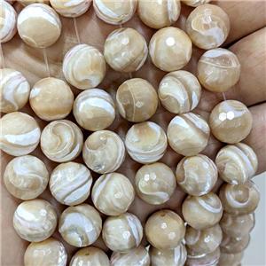Mother Of Pearl MOP Beads Faceted Round, approx 6mm dia