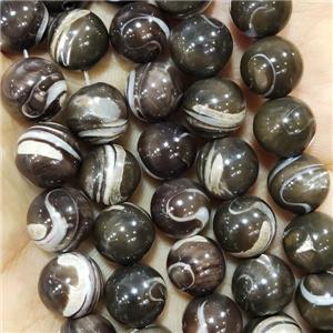 Natural Sea Shell Beads Smooth Round Coffee Dye, approx 6mm