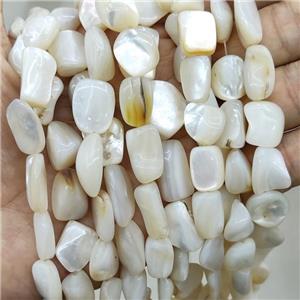 Natural MOP Shell Beads Freeform White, approx 8-16mm