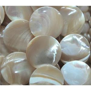 mother of pearl bead, flat round, approx 10mm