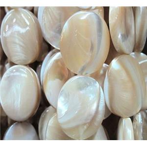 mother of pearl bead, flat-oval, approx 13x18mm