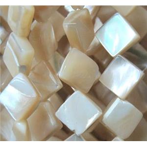 mother of pearl bead, square, 8x8mm