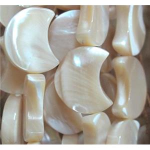 mother of pearl beads, moon, approx 15mm