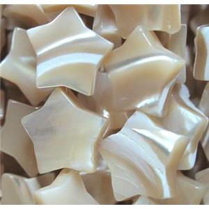 mother of pearl bead, star, approx 8mm dia