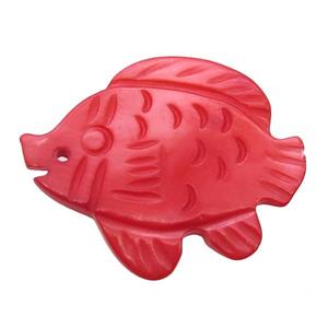 red shell fish pendant, approx 18-22mm