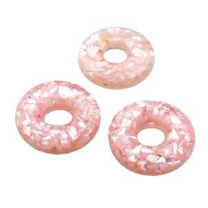 pink Shell donut pendant, approx 20mm