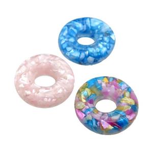 Shell donut pendant, mix color, approx 20mm