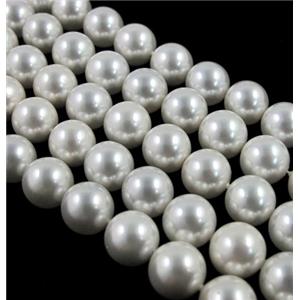 round white Pearlized Shell Beads, 14mm dia, 27pcs per st