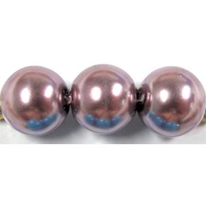 Pearlized Shell Beads, round, purple, 12mm dia, 31pcs per st