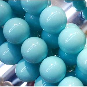 Pearlized Shell Beads, round, blue, 8mm dia, 48pcs per st