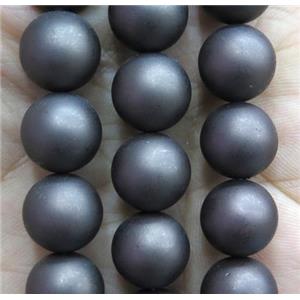 round matte pearlized shell beads, chocolate, approx 12mm dia