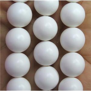 matte round white pearlized shell beads, approx 8mm dia