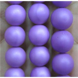 matte pearlized shell beads, round, lavender, approx 6mm dia