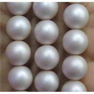 matte pearlized shell beads, round, approx 12mm dia