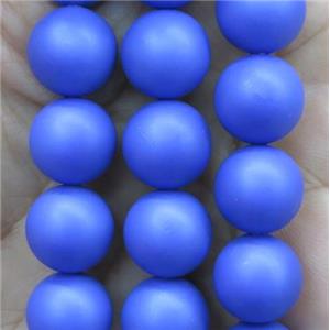 blue matte pearlized shell beads, round, approx 8mm dia
