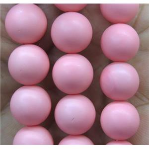 pink matte pearlized shell beads, round, approx 12mm dia