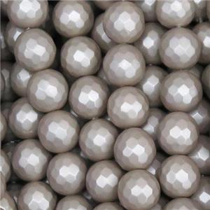 matte pearlized shell bead, faceted round, approx 8mm dia