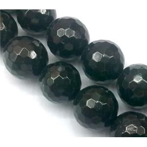 pearlized shell beads, faceted round, black, 12mm dia, 33pcs per st