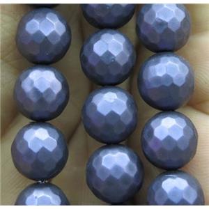 matte pearlized shell bead, faceted round, approx 6mm dia
