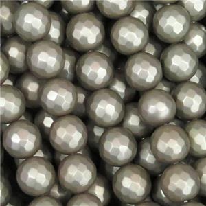 matte pearlized shell beads, bronze, faceted round, approx 12mm dia