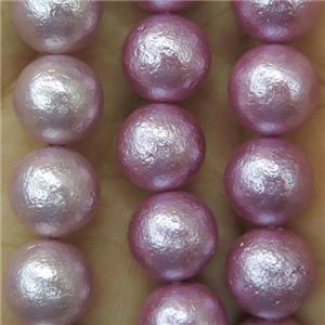 round Pearlized Shell Beads, rough, hotpink, approx 8mm dia