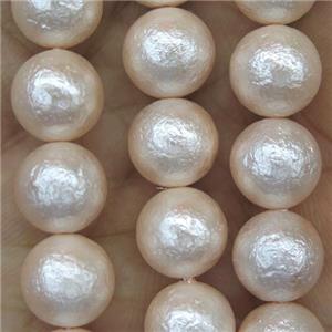 round Pearlized Shell Beads, rough, approx 8mm dia