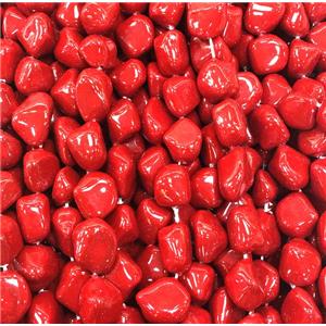 red pearlized shell beads, freeform, approx 10-14mm