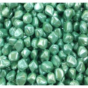 green pearlized shell beads, freeform, approx 10-14mm
