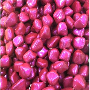 hotpink pearlized shell beads, freeform, approx 10-14mm
