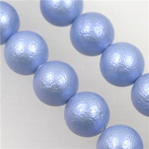 round matte blue pearlized shell beads, approx 10mm dia