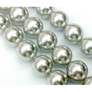 Pearl Shell Bead, round, silver-gray, 18mm dia, 22pcs per st