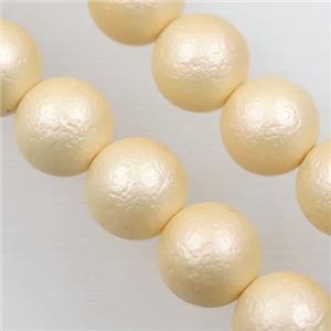 round matte yellow pearlized shell beads, approx 6mm dia