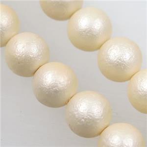 round matte lt.yellow pearlized shell beads, approx 10mm dia