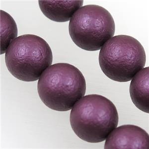 round matte purple pearlized shell beads, approx 10mm dia