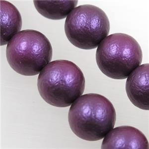 round matte purple pearlized shell beads, approx 8mm dia