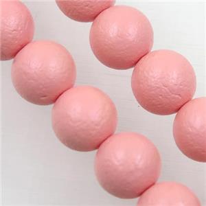 round matte pink pearlized shell beads, approx 10mm dia