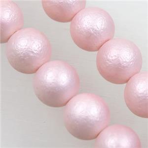 round matte lt.pink pearlized shell beads, approx 12mm dia