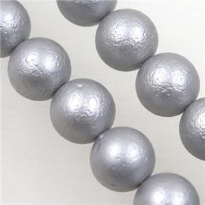 round matte gray pearlized shell beads, approx 6mm dia