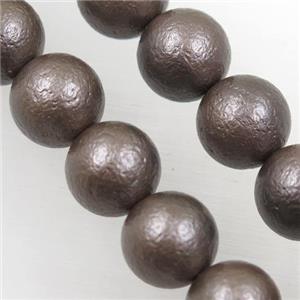 round matte coffee pearlized shell beads, approx 12mm dia