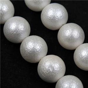 round matte white pearlized shell beads, approx 12mm dia